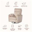 Hawthorne Collections Modern Large Corduroy Fabric Swivel Recliner in Ivory