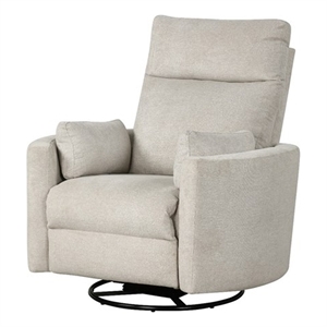 Hawthorne Collections Modern Polyester Fabric Swivel Recliner in Natural Quartz