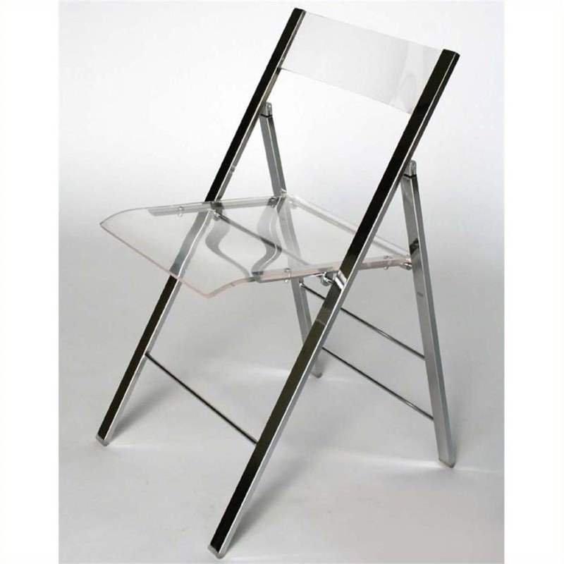 Atlin Designs Contemporary Acrylic/Metal Folding Chair in Clear (Set of 2)