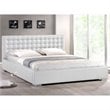 Atlin Designs Faux Leather White Platform Bed Rectangular Tufted Queen Size 70