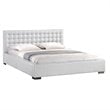 Atlin Designs Faux Leather White Platform Bed Rectangular Tufted Queen Size 70
