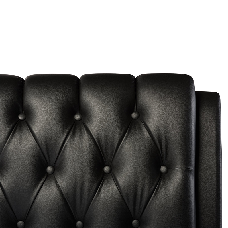 Atlin Designs Full Faux Leather Tufted Platform Bed in White