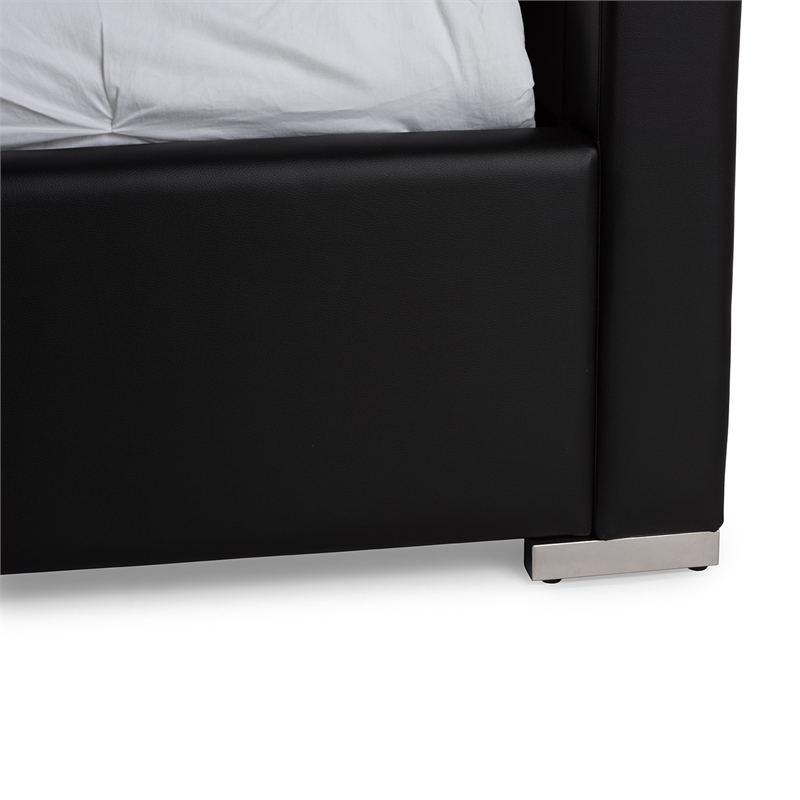 Atlin Designs Full Faux Leather Tufted Platform Bed in White