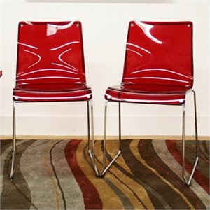 atlin designs acrylic dining chair in red (set of 2)