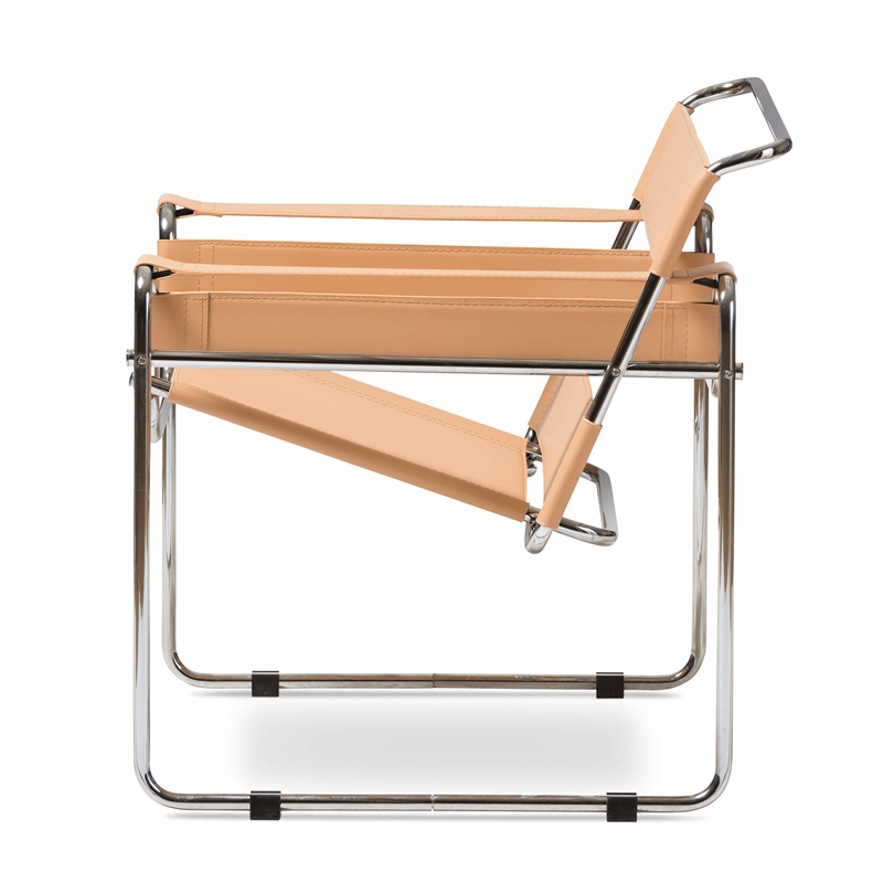 Atlin Designs Leather Accent Chair in Tan