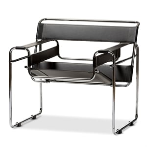 Atlin Designs Bonded Leather Black Accent Chair Rectangular 30&quot H x 28&quot W x 31&quot D