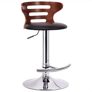 atlin designs adjustable swivel faux leather bar stool in walnut