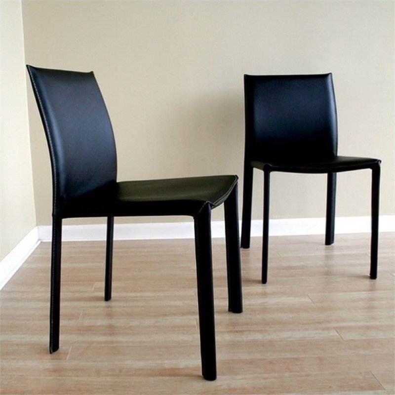 Atlin Designs Leather Dining Chair in Black (Set of 2)