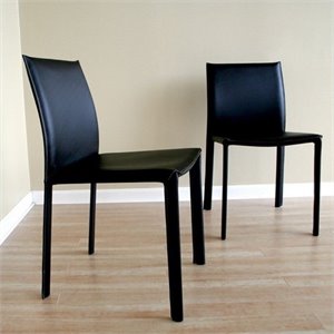 Atlin Designs Leather Dining Chair in Black (Set of 2)