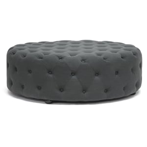 Atlin Designs Round Fabric Upholstered Ottoman in Beige