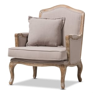 Atlin Designs 18.5'' Rubber Wood/Linen Accent Chair in Beige