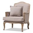 Atlin Designs 18.5'' Rubber Wood/Linen Accent Chair in Beige