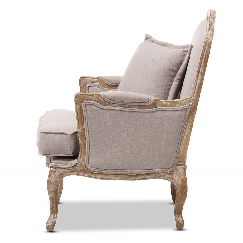 Atlin Designs 18.5'' Rubber Wood/Linen Accent Chair in Beige