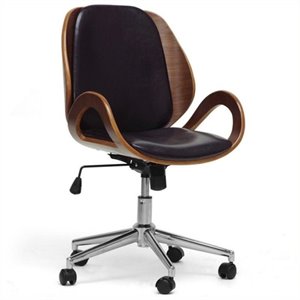 atlin designs faux leather swivel office chair in black