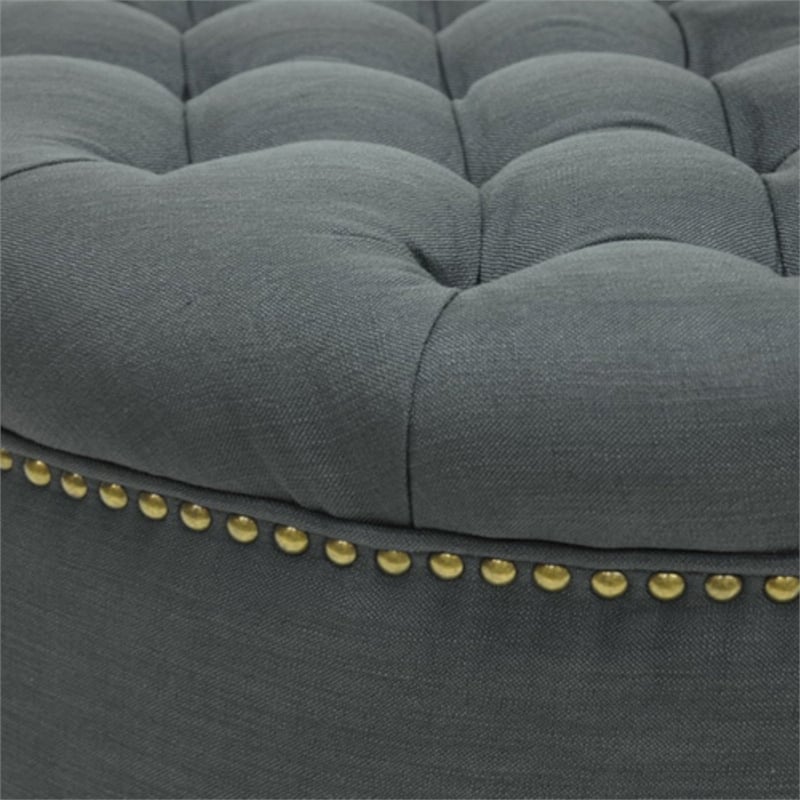 Atlin Designs Round Upholstered Ottoman in Gray