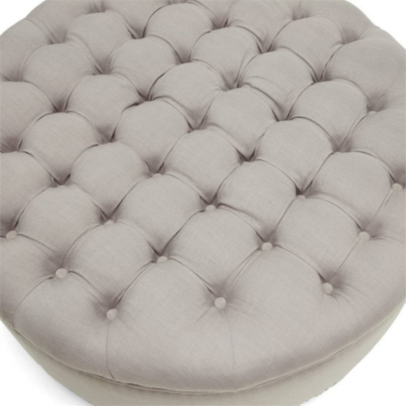 Atlin Designs Round Upholstered Ottoman in Gray