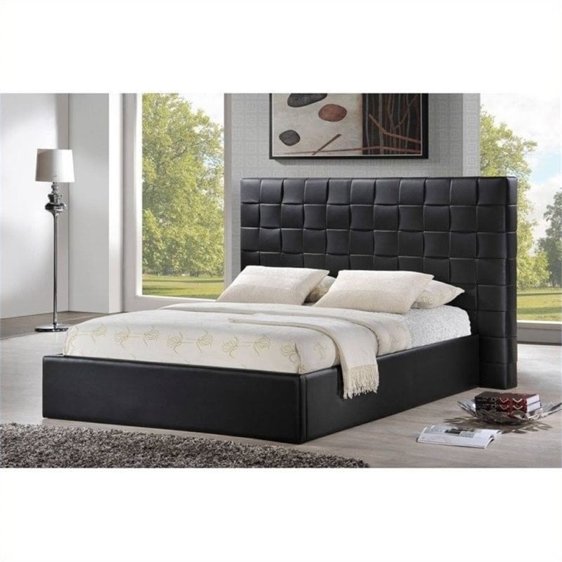 Atlin Designs Queen Faux Leather Panel Bed in Black - AD-504277