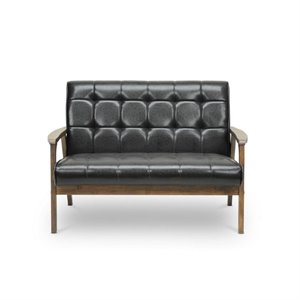 atlin designs faux leather loveseat in brown