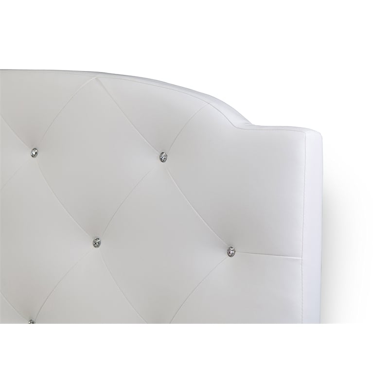 Atlin Designs Modern Faux Leather Tufted Queen Platform Bed in White