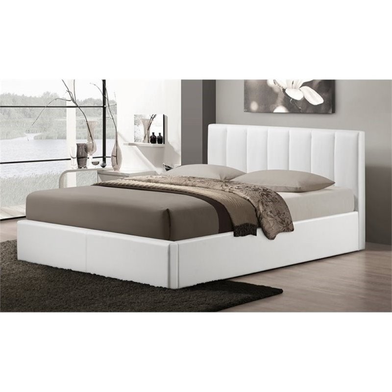 Atlin Designs Upholstered Queen Faux, White Leather Headboard Queen With Storage