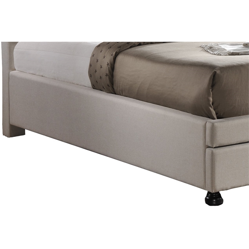 Atlin Designs Upholstered King Tufted Storage Bed in Beige