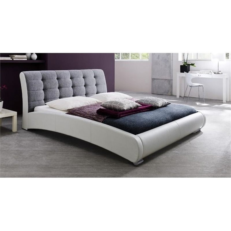 Atlin Designs Upholstered Queen Leather Tufted Bed in White