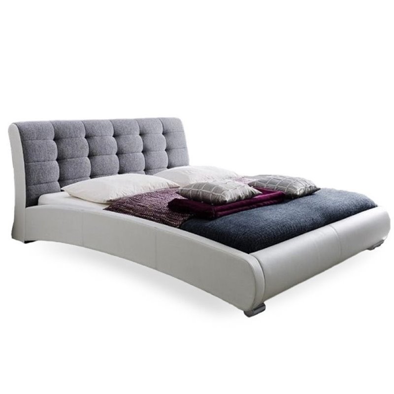 Atlin Designs Upholstered Queen Leather Tufted Bed in White