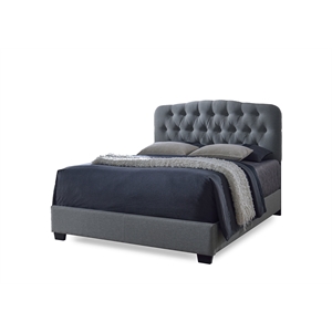 Atlin Designs Upholstered Queen Tufted Panel Bed in Gray