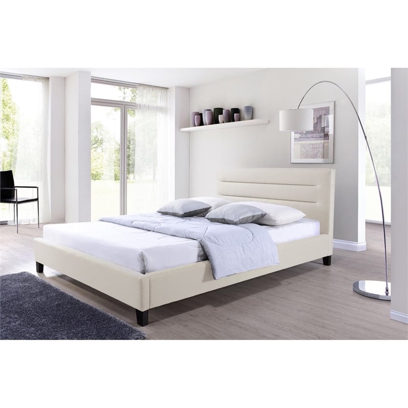 Atlin Designs Upholstered King Platform Bed in Gray