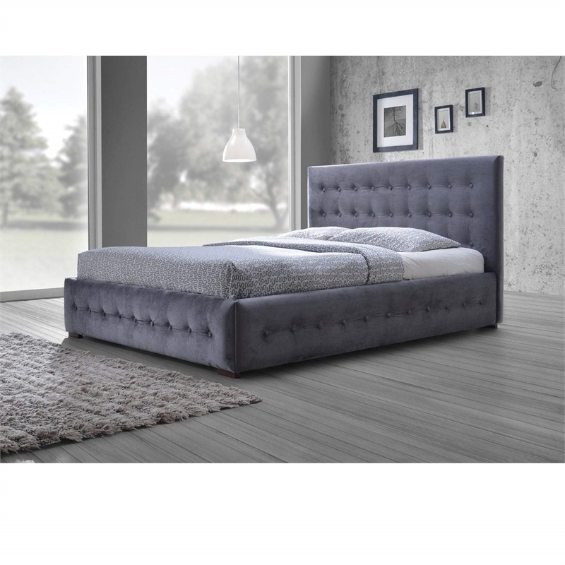 Atlin Designs Modern Fabric Upholstered Queen Platform Bed in Gray