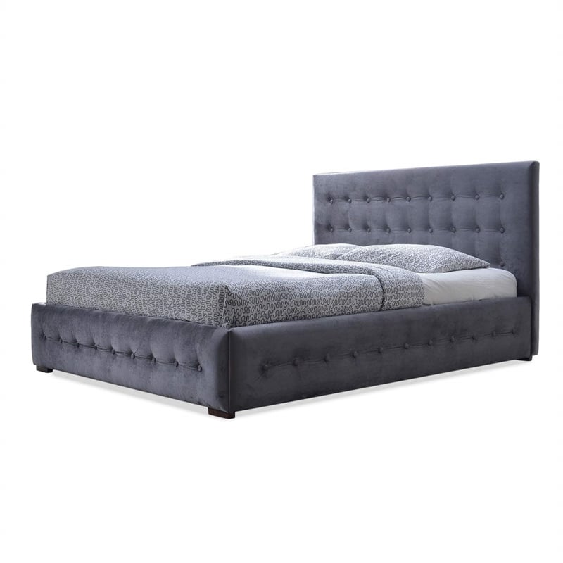 Atlin Designs Modern Fabric Upholstered Queen Platform Bed in Gray