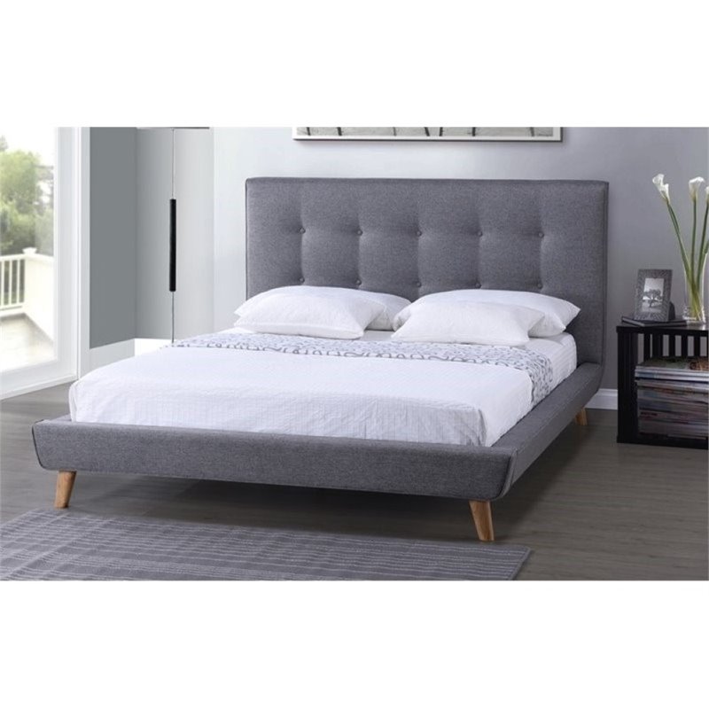 Atlin Designs Modern Polyester Fabric Upholstered Queen Platform Bed in Gray