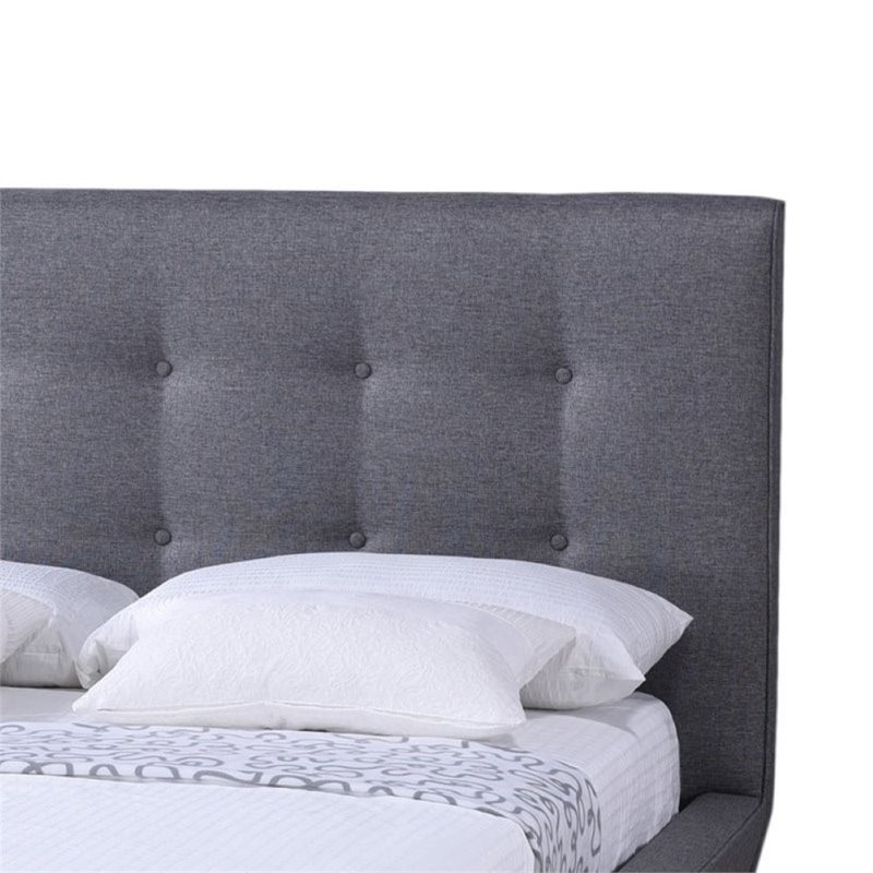 Atlin Designs Modern Polyester Fabric Upholstered Queen Platform Bed in Gray