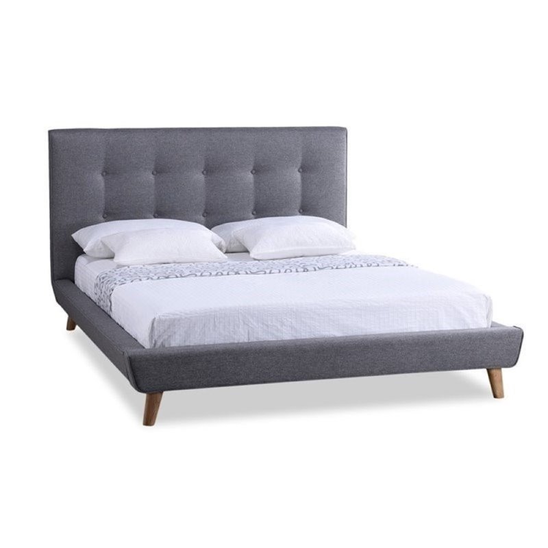 Atlin Designs Modern Polyester Fabric Upholstered Queen Platform Bed in Gray
