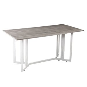 atlin designs drop leaf dining table in weathered gray and white