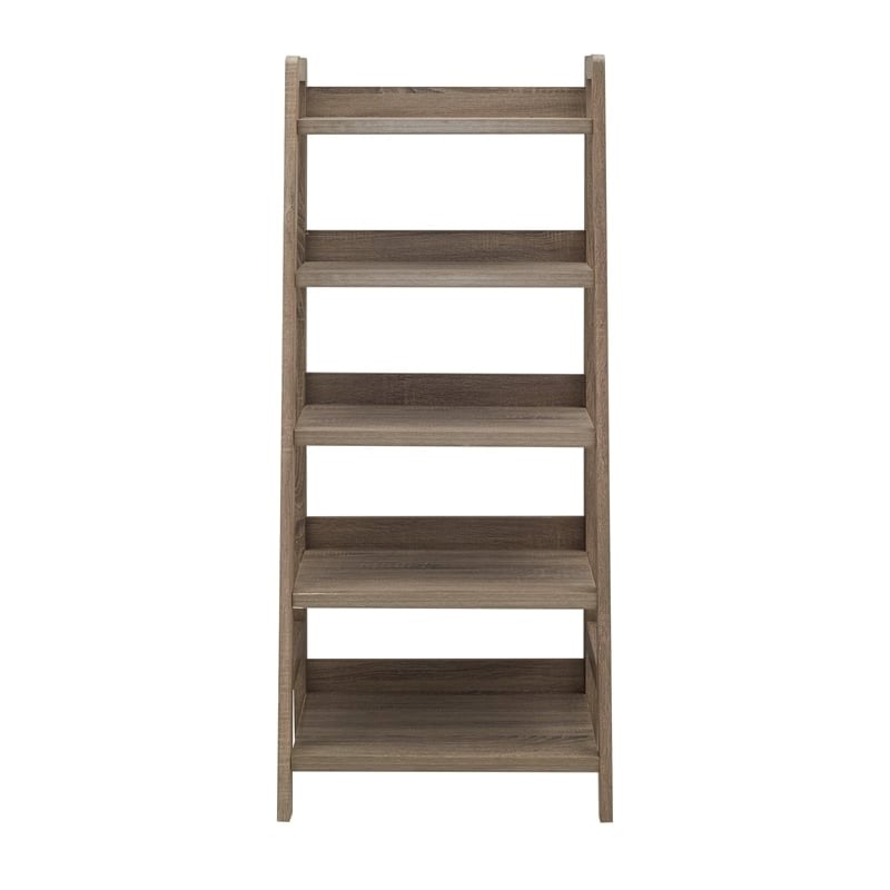 Atlin Designs MDF Gray Wash Ladder Bookshelf Rectangular 25.75