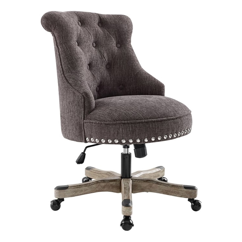 Atlin Designs Traditional Fabric Upholstered Armless Office Chair in Gray Wash