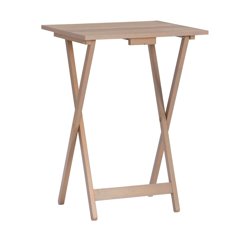Atlin Designs 5-Piece Transitional Wood Tray Table Set in Gray