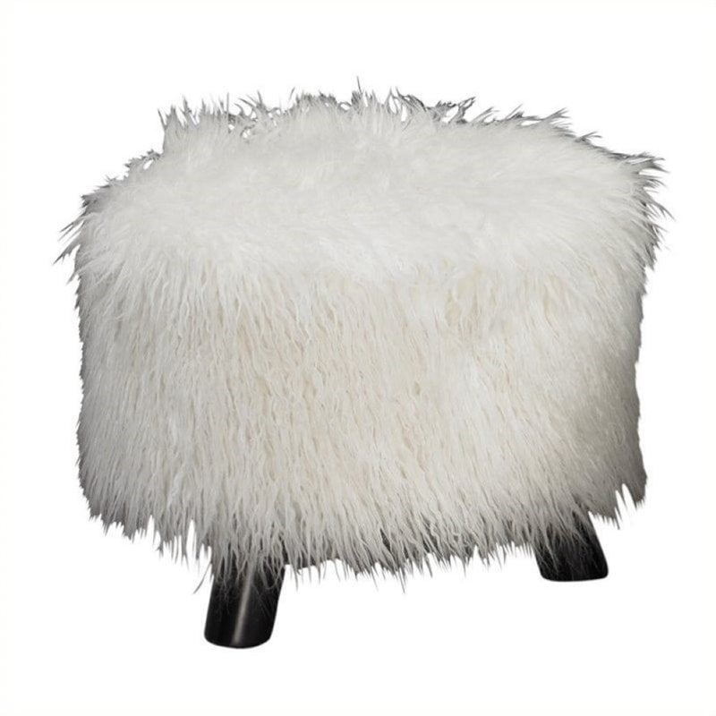 Atlin Designs Plush Ottoman in White