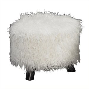 Atlin Designs Plush Ottoman in White