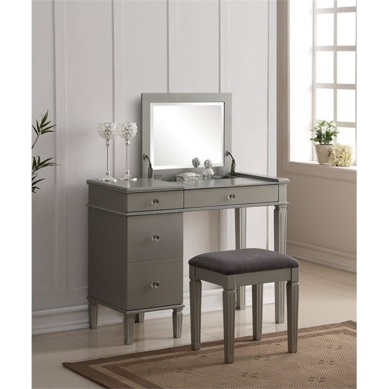 Atlin Designs 2 Piece Bedroom Vanity Set in Silver - AD-638329