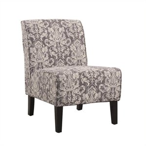 atlin designs accent fabric slipper chair in gray floral pattern