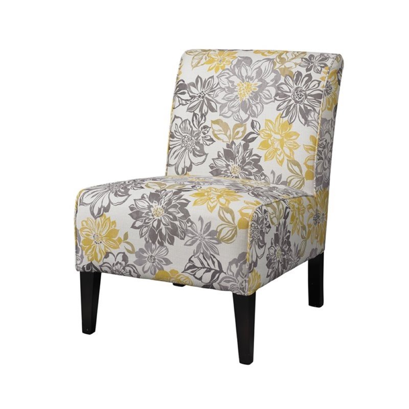 yellow floral accent chair