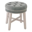 Atlin Designs Coastal Wood/Fabric Backless Vanity Stool in Blue