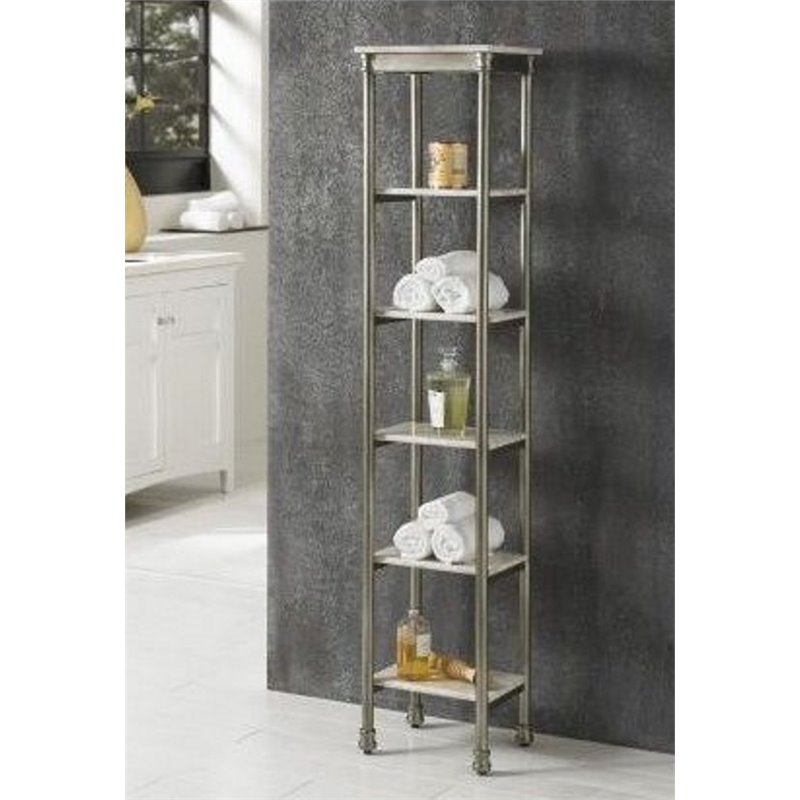 Atlin Designs 5 Shelf Tower Bookcase in Gray and Marble