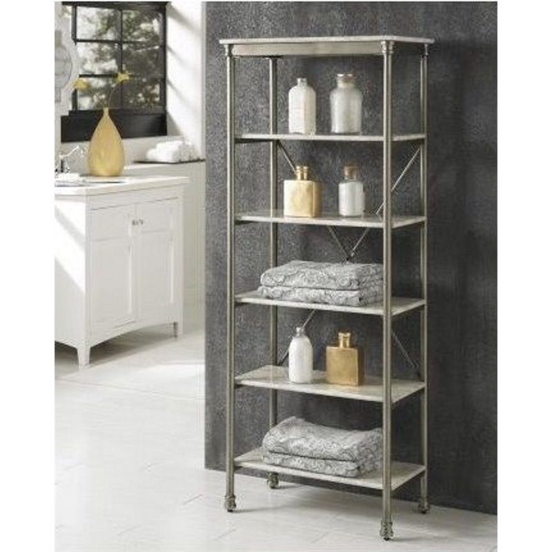 Atlin Designs 5 Shelf Bookcase in Gray and Marble