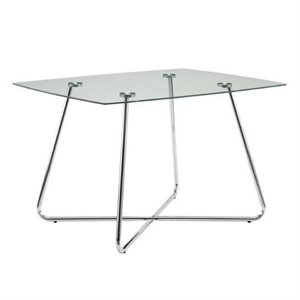 atlin designs glass top dining table in silver chrome