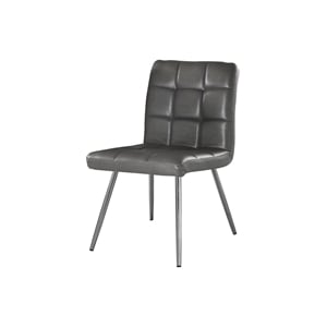 Atlin Designs Contemporary Leather & Metal Dining Chair in Gray (Set of 2)
