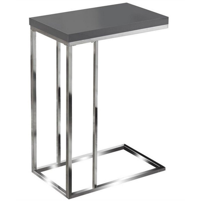 Atlin Designs Accent End Table in Glossy Gray