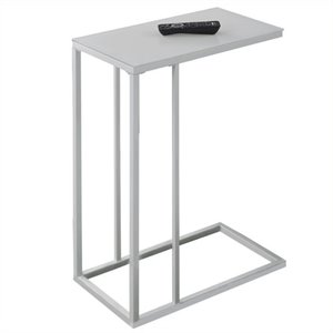 atlin designs accent end table in white with frosted tempered glass